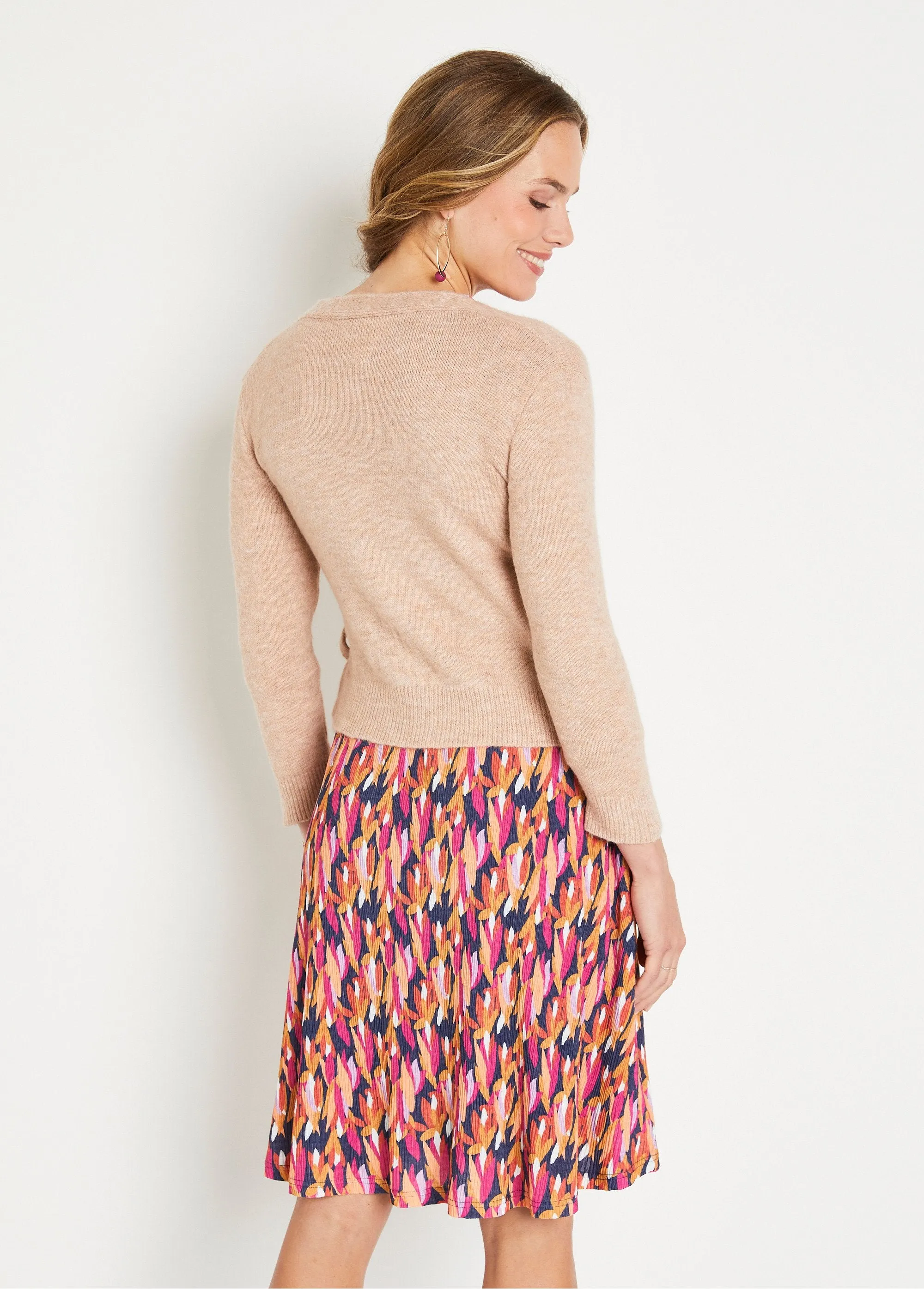 Short wrap-around cardigan, mossy knit