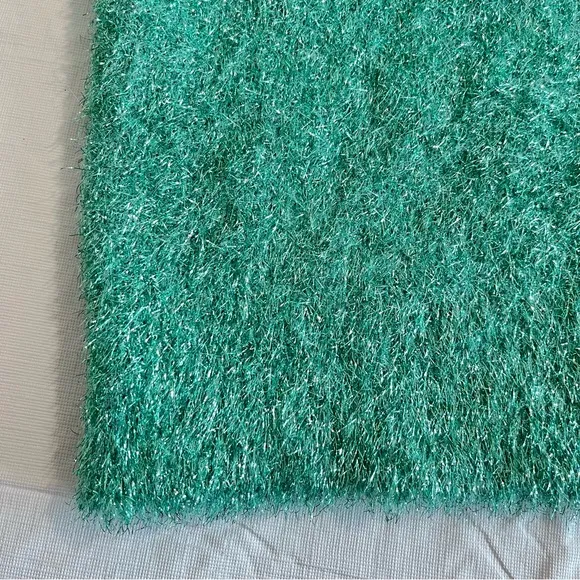 Sies Marjan Luxury Tinsel Sweater Metallic Fuzzy Sea Foam Crew Neck