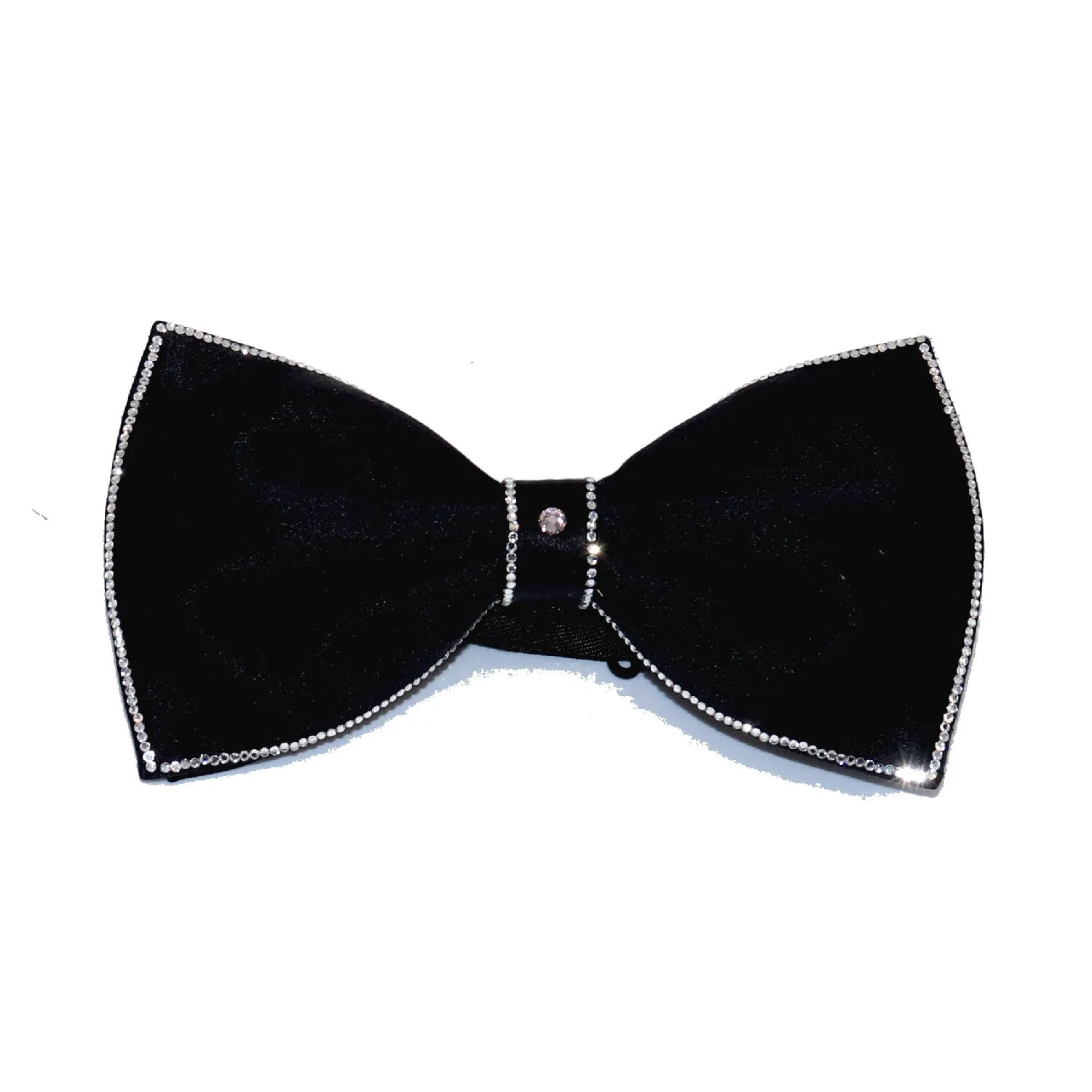 Silk bow tie with white Swarovski crystals
