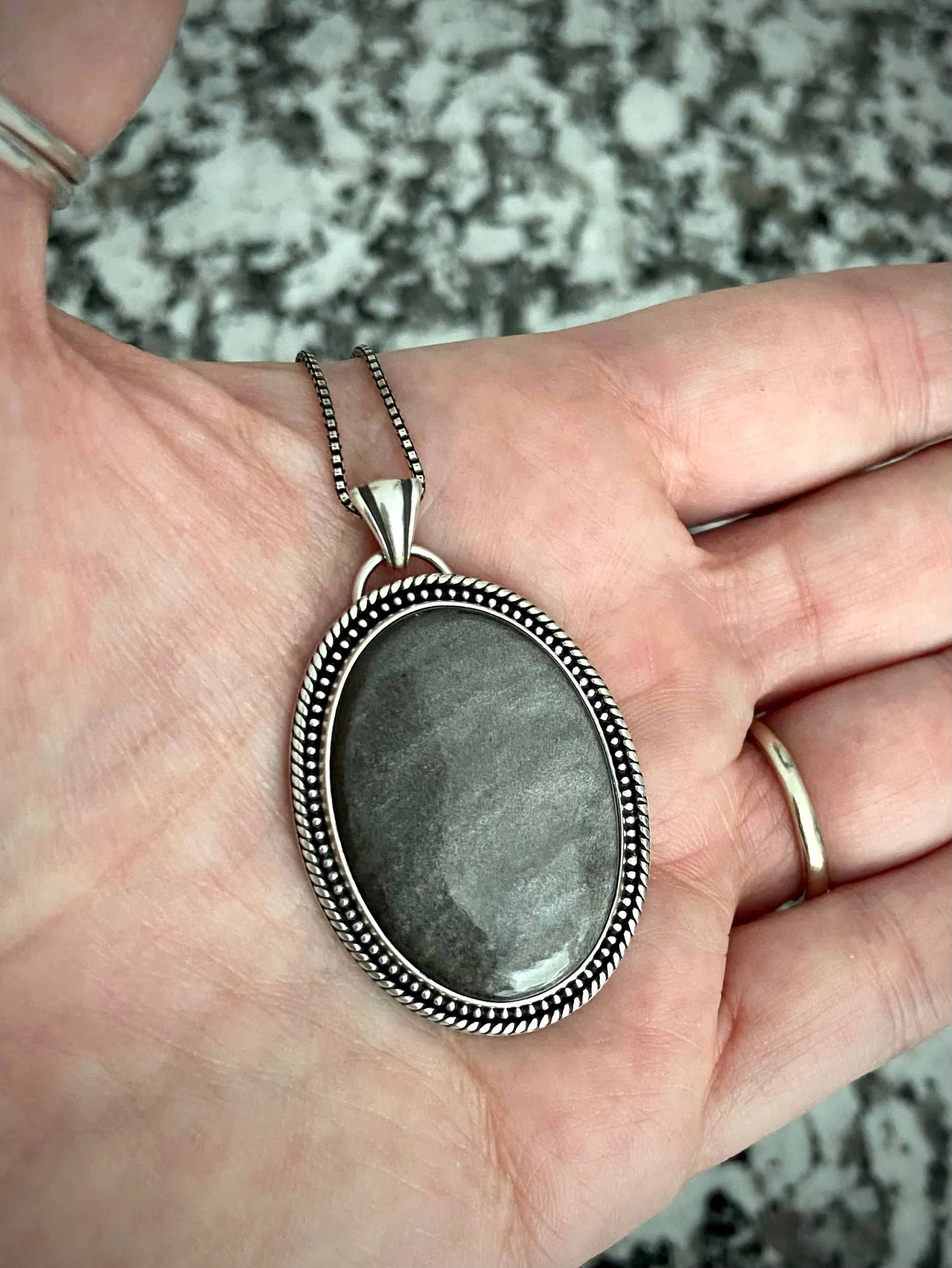 Silver Sheen Obsidian Pendant