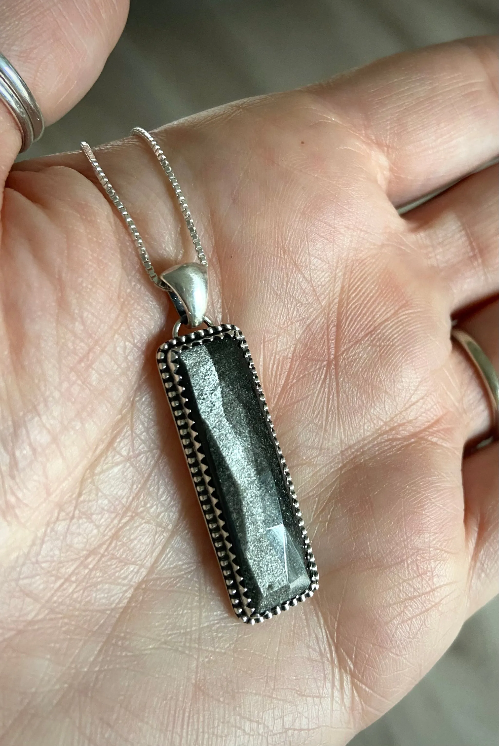 Silver Sheen Obsidian Pendant