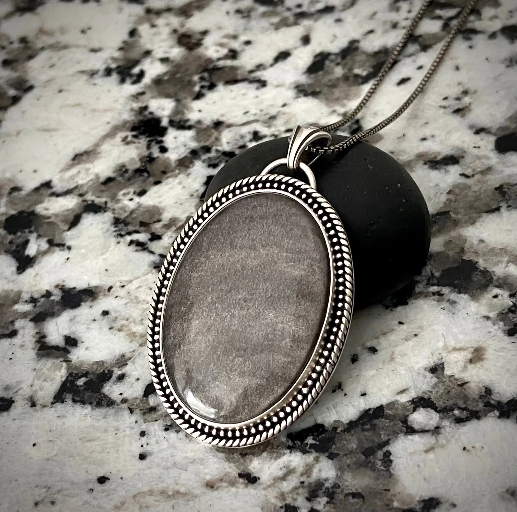 Silver Sheen Obsidian Pendant