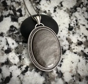 Silver Sheen Obsidian Pendant