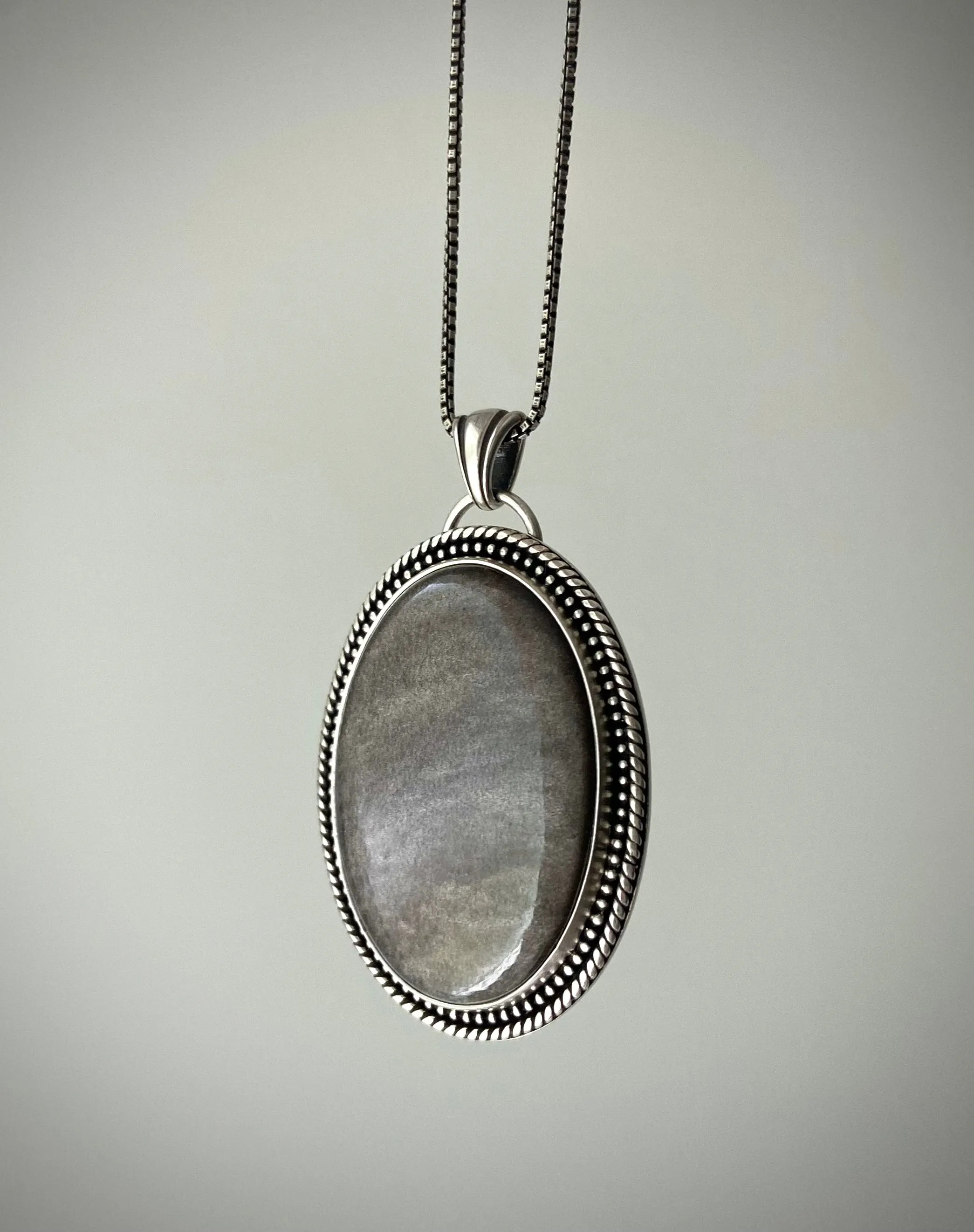 Silver Sheen Obsidian Pendant