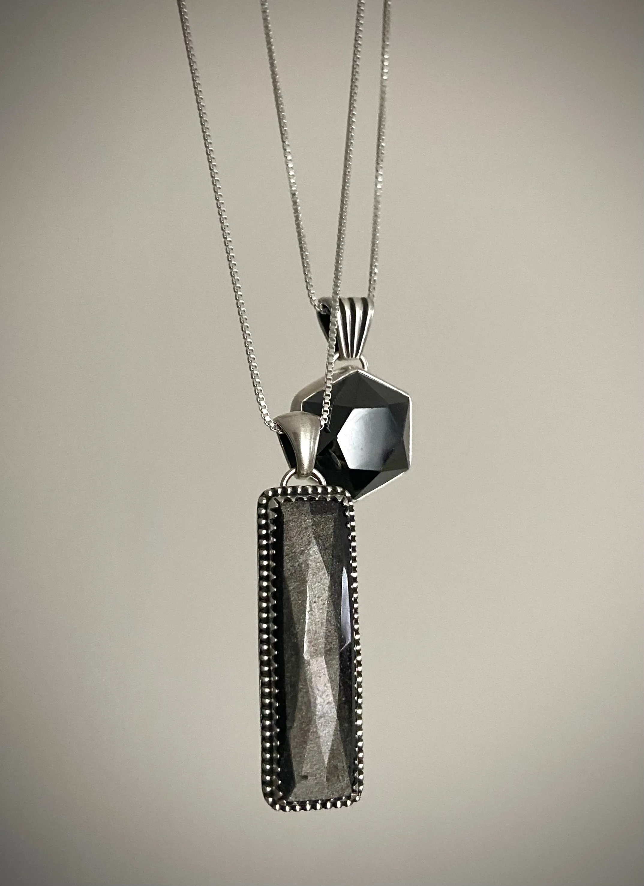 Silver Sheen Obsidian Pendant