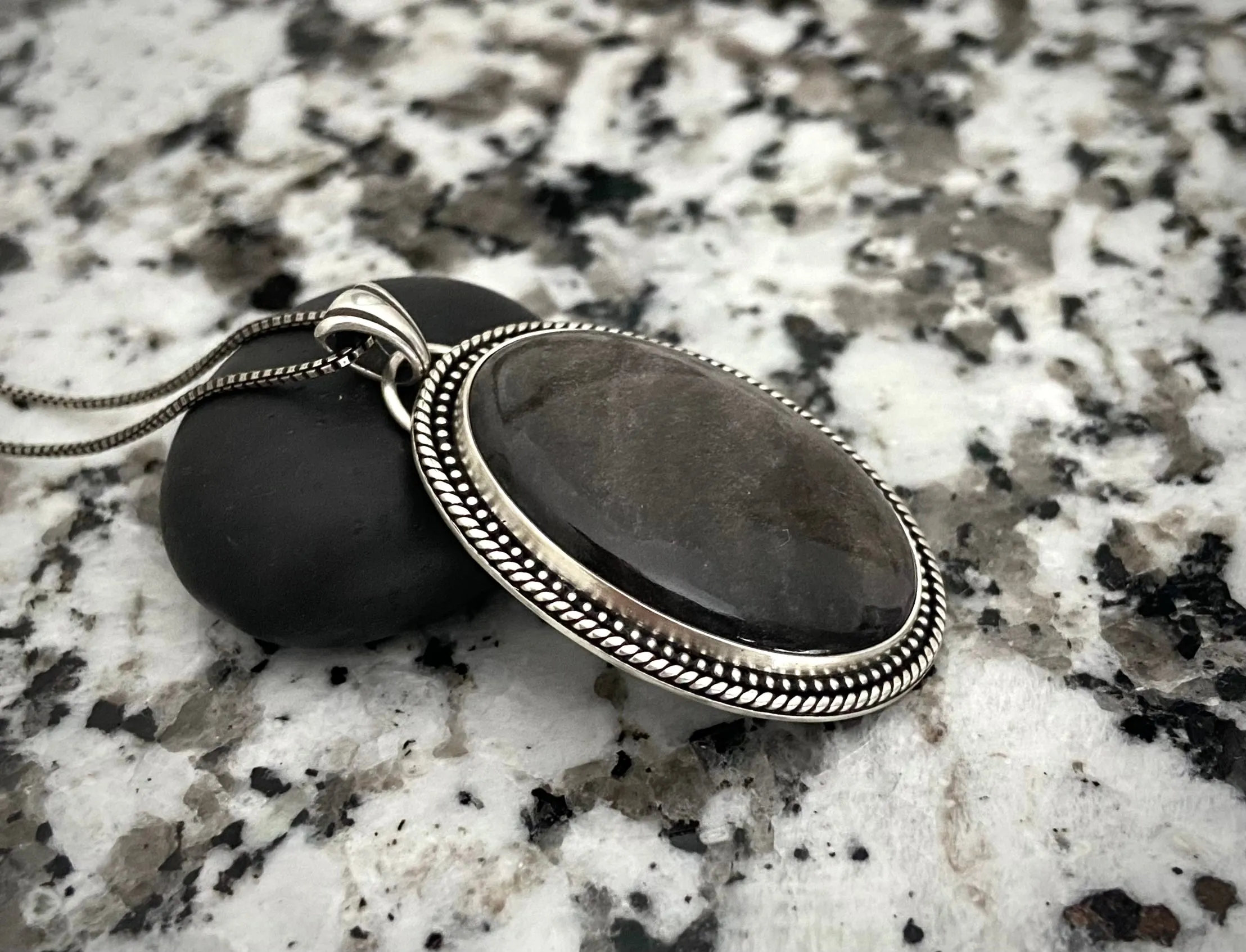 Silver Sheen Obsidian Pendant
