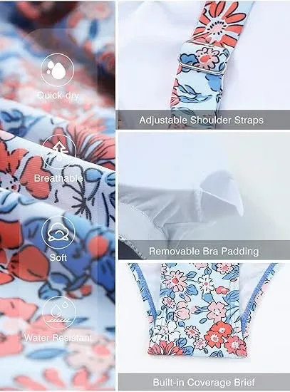 💥Sista dagen specialrea 49% RABATT🩱 Dam vintage magkontroll tvådelade tankini baddräkter