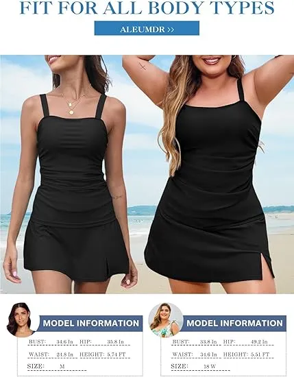 💥Sista dagen specialrea 49% RABATT🩱 Dam vintage magkontroll tvådelade tankini baddräkter