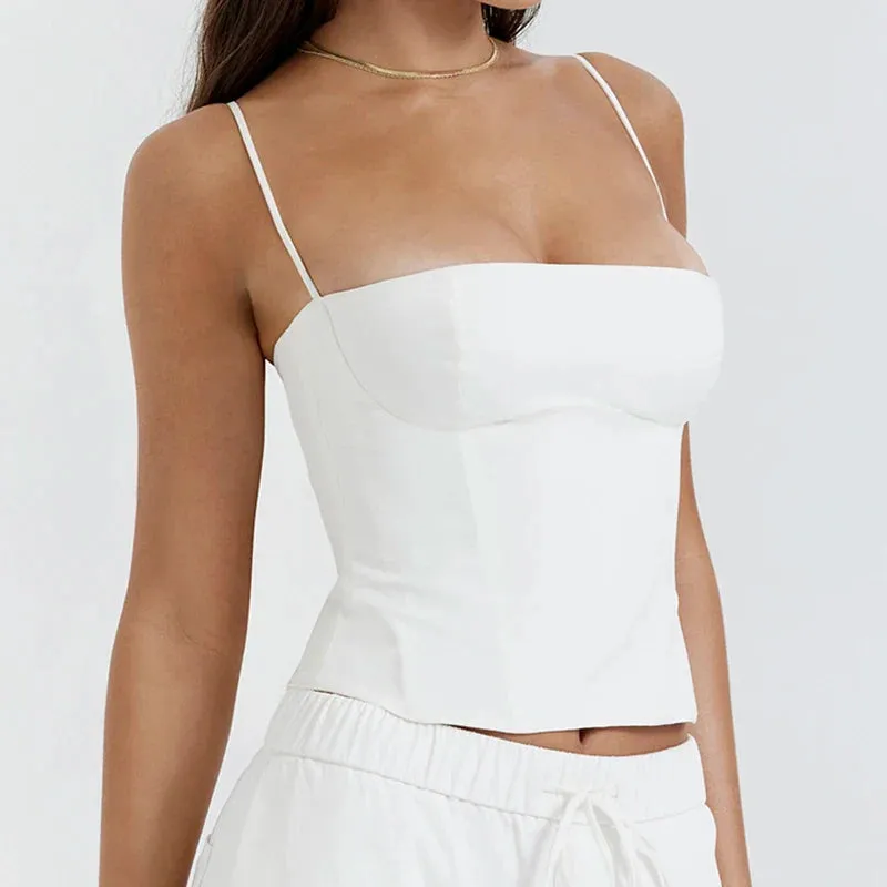 Skinny Corset Spaghetti Strap Crop Top