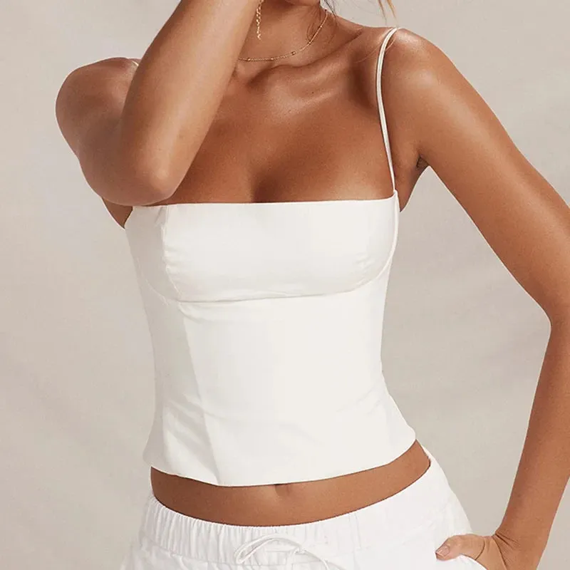 Skinny Corset Spaghetti Strap Crop Top