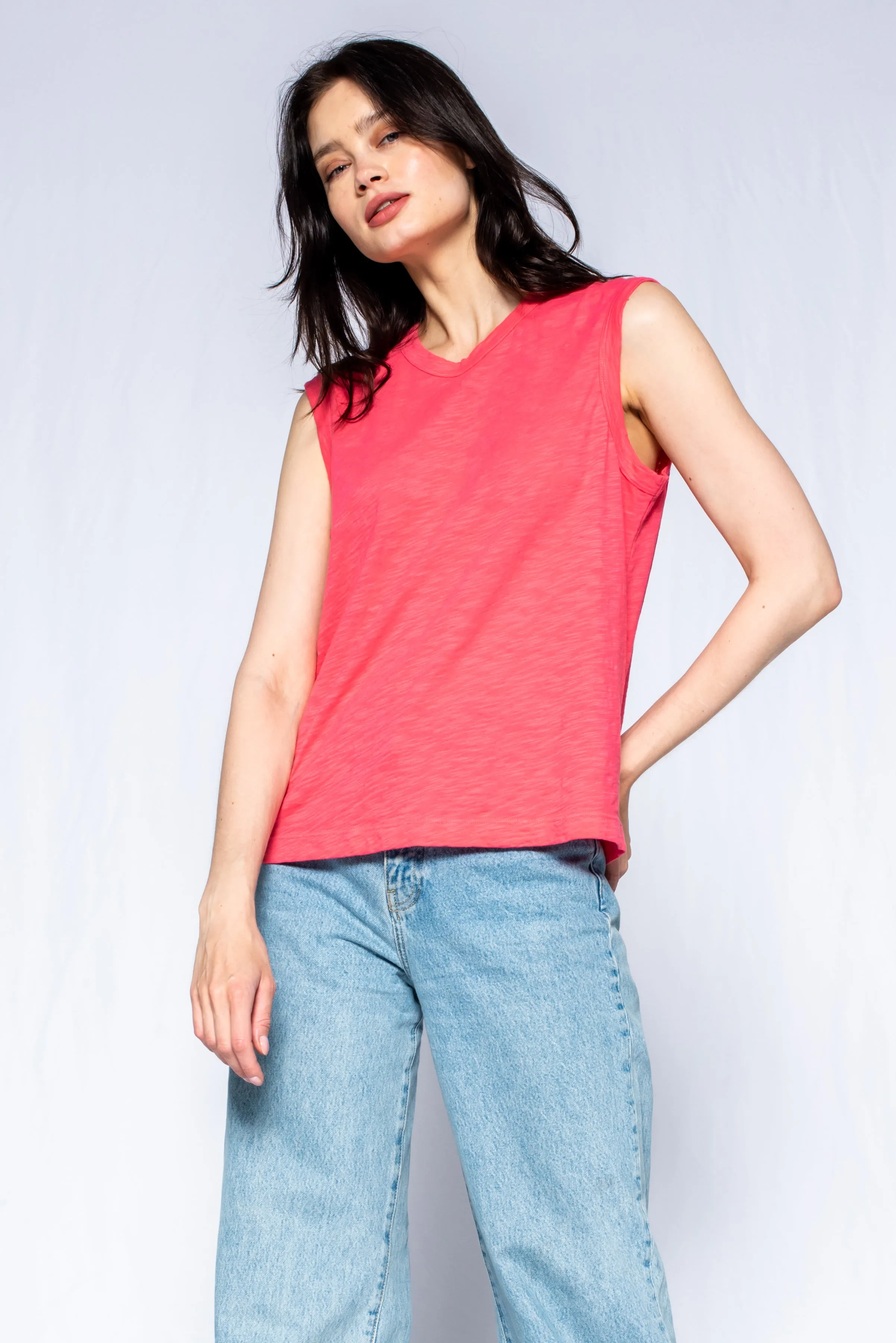 Slim Fit Sleeveless Shell Top