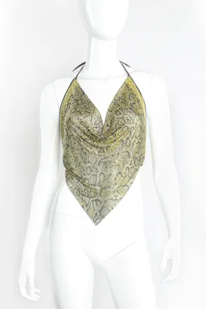 Snake Print Metal Mesh Halter