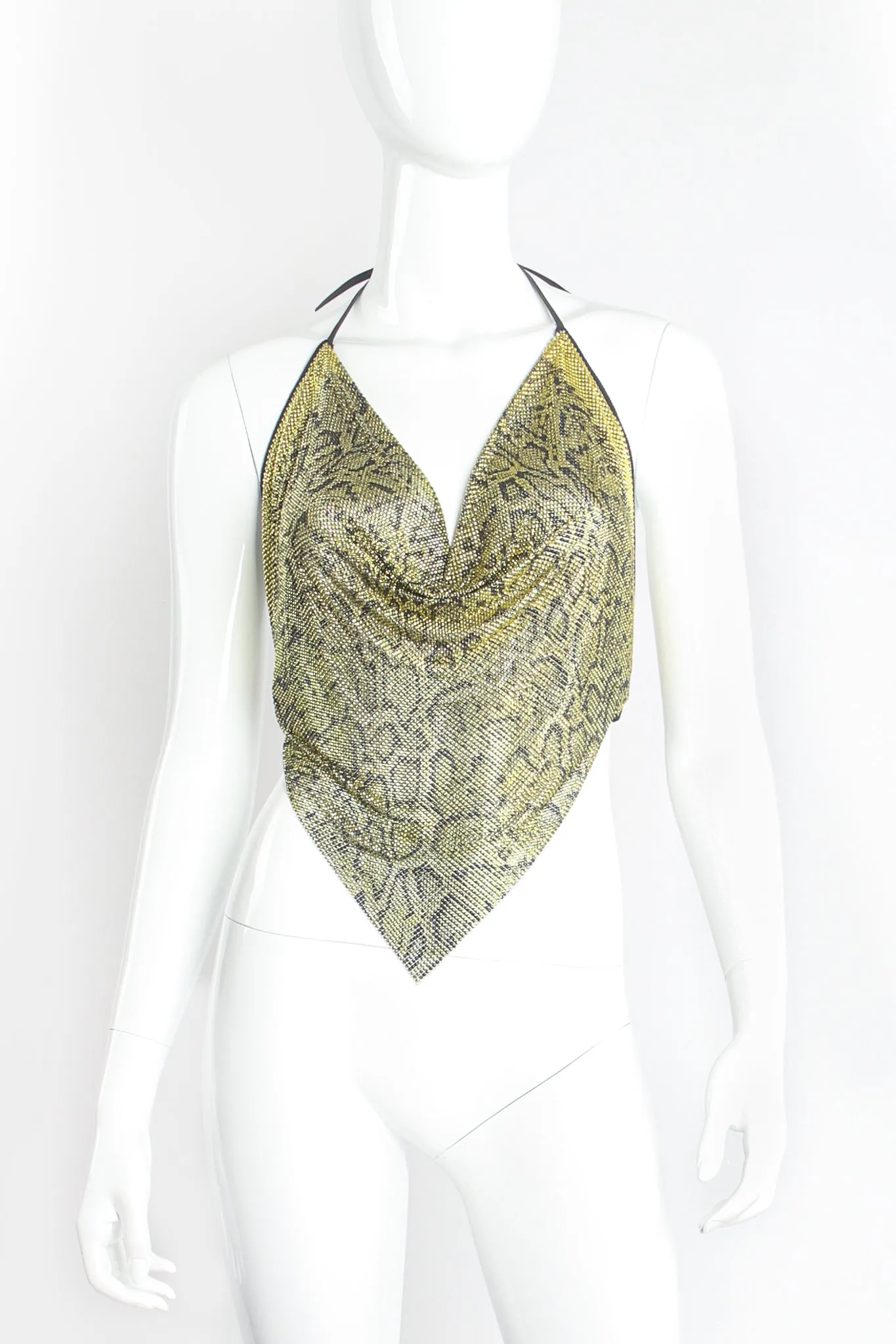 Snake Print Metal Mesh Halter