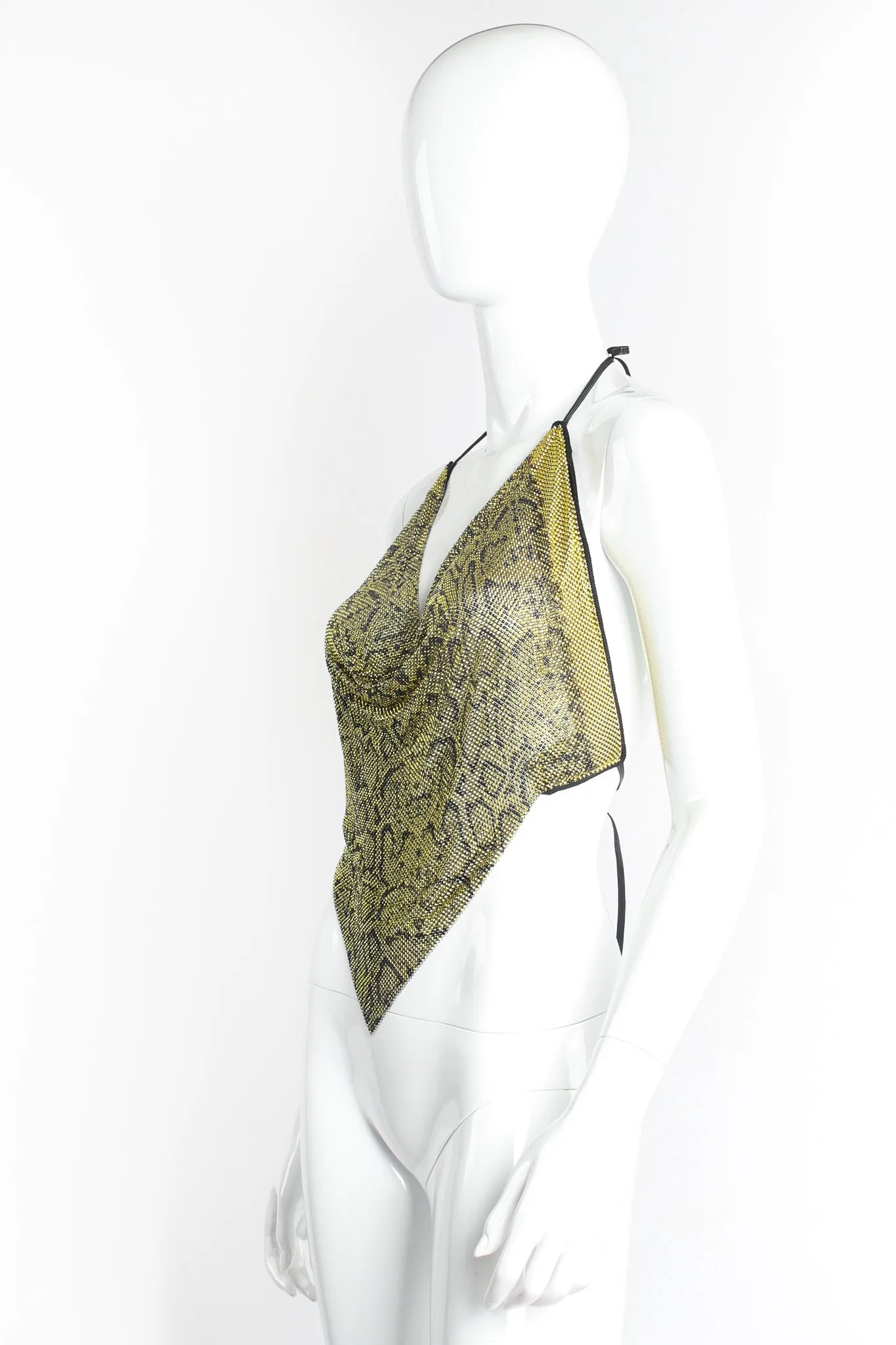 Snake Print Metal Mesh Halter