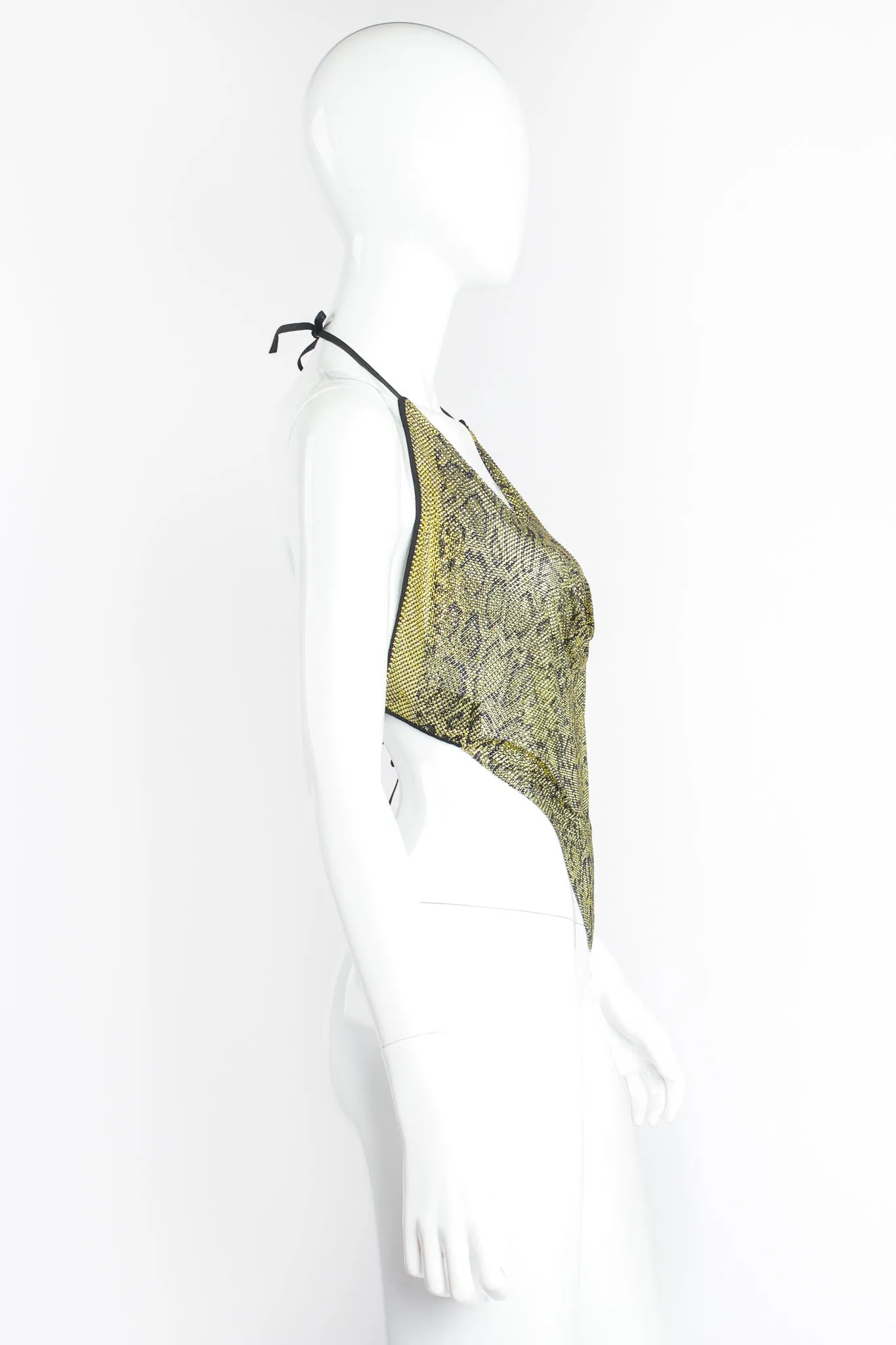 Snake Print Metal Mesh Halter