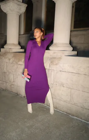 Snapback Sweater Dress (PURPLE)