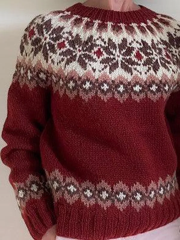 Sofia® | Comfortable red sweater with a crew neck and long sleeves