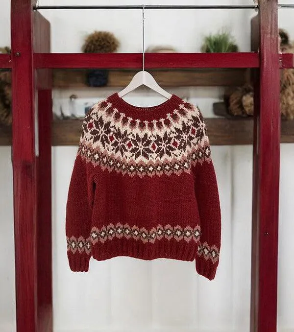 Sofia® | Comfortable red sweater with a crew neck and long sleeves