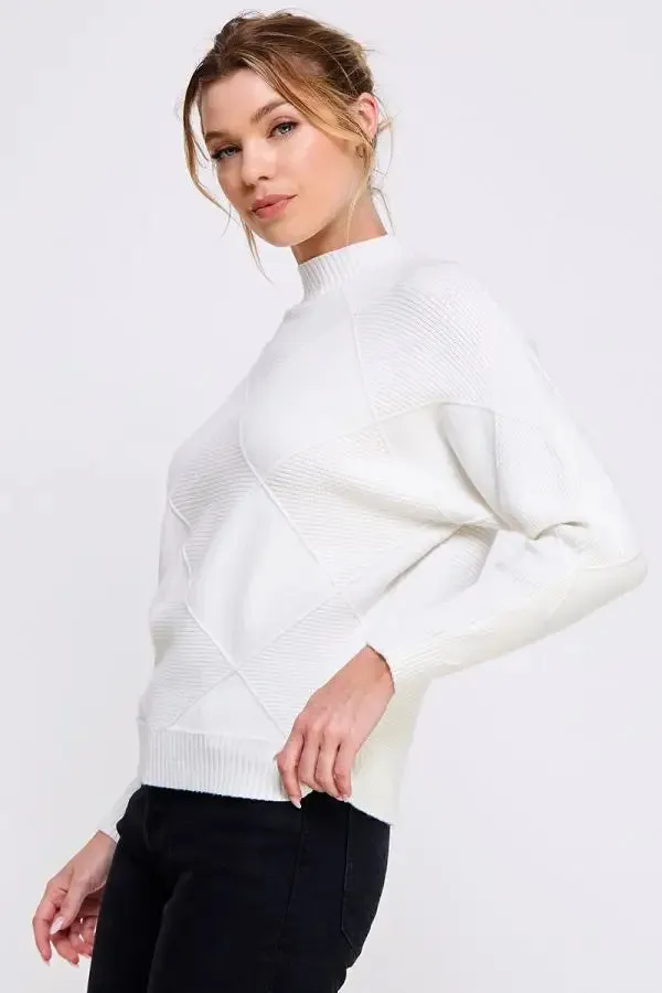 SOFT LONG SLEEVE DOLMAN MOCK NECK SWEATER