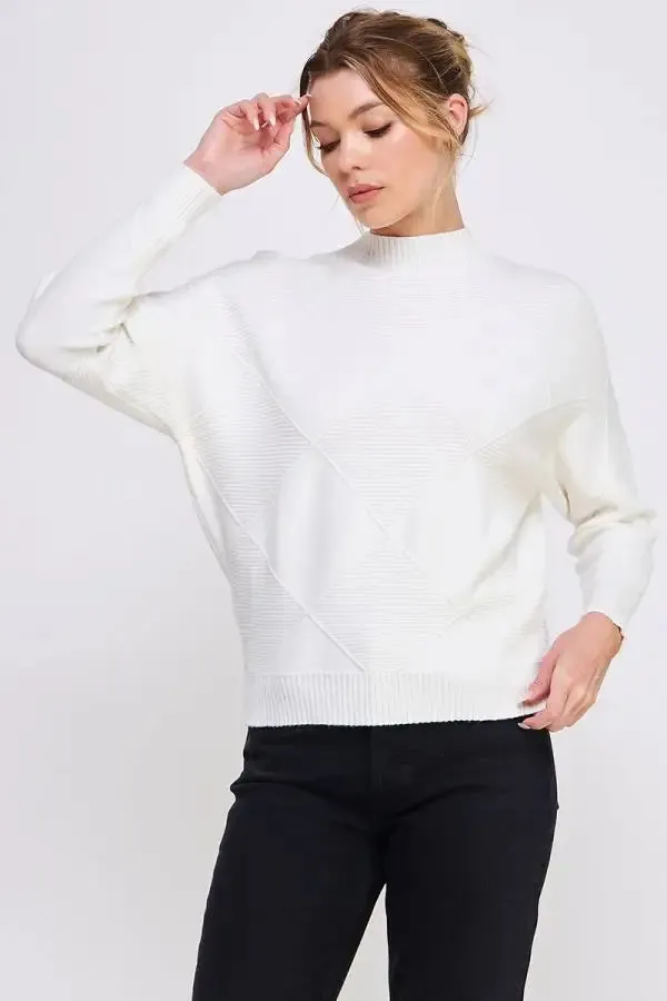 SOFT LONG SLEEVE DOLMAN MOCK NECK SWEATER
