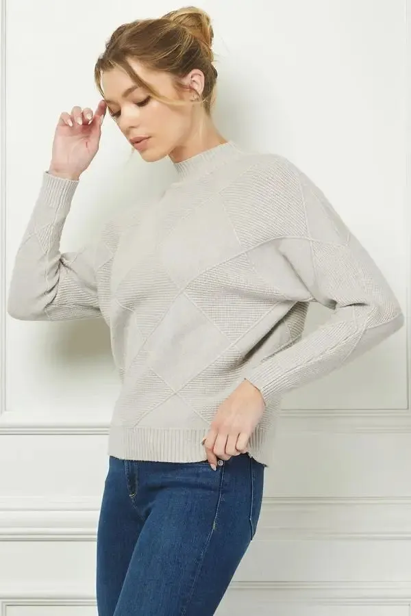 SOFT LONG SLEEVE DOLMAN MOCK NECK SWEATER