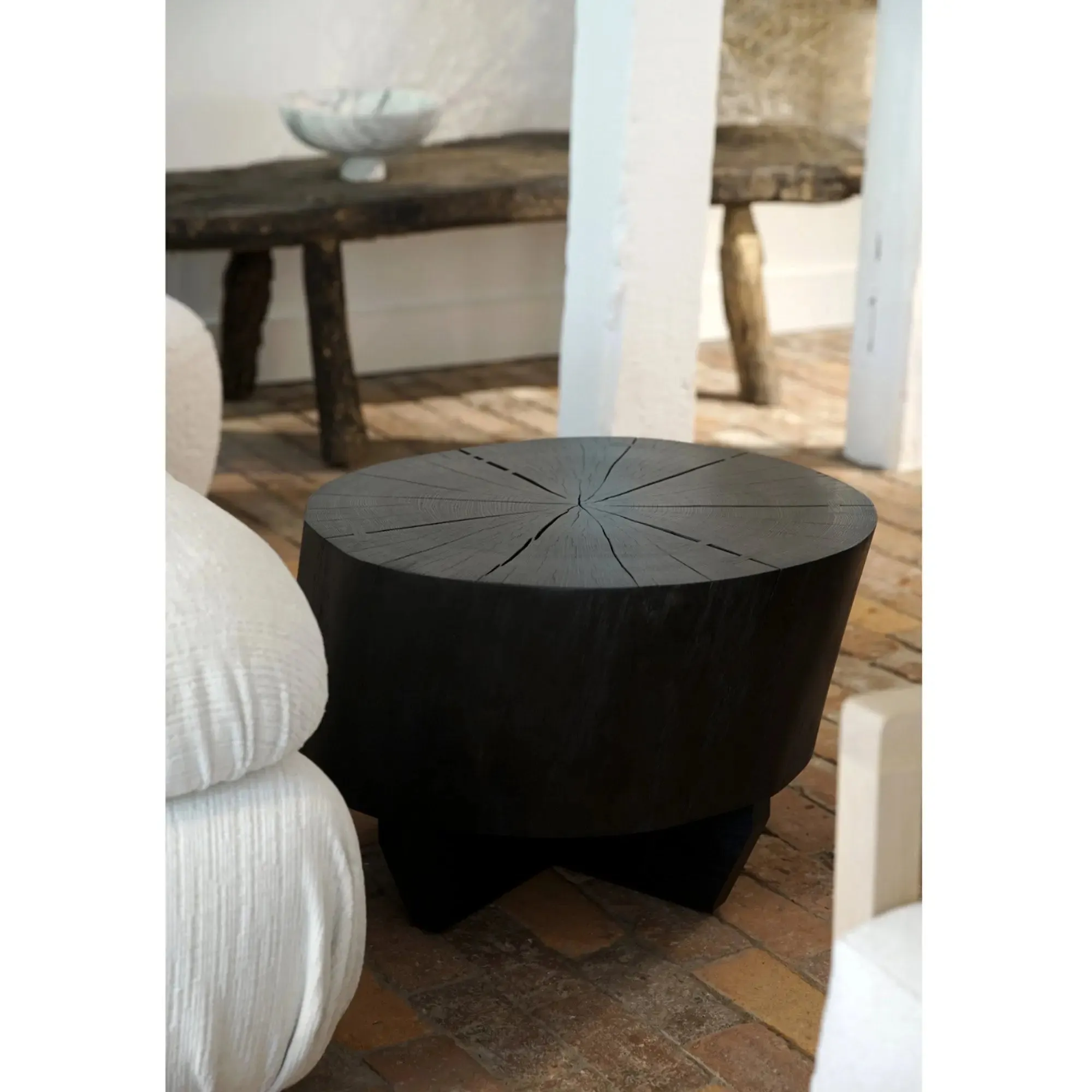 Solid Oak Stump with Bow Ties and Base