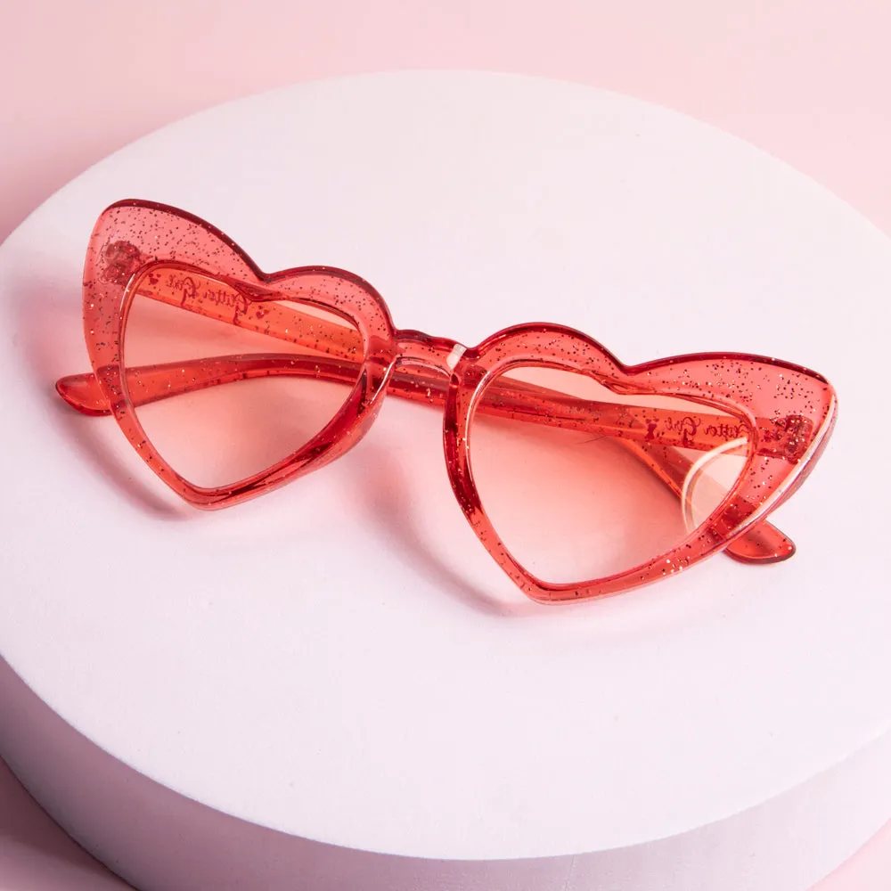 Sparkling Heart Kids Sunglasses. Love Sparkle Red