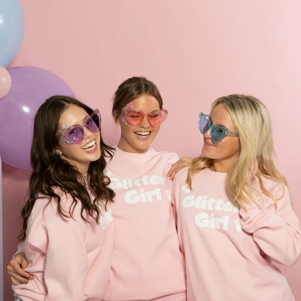 Sparkling Heart Womens Sunglasses. Pink UV400