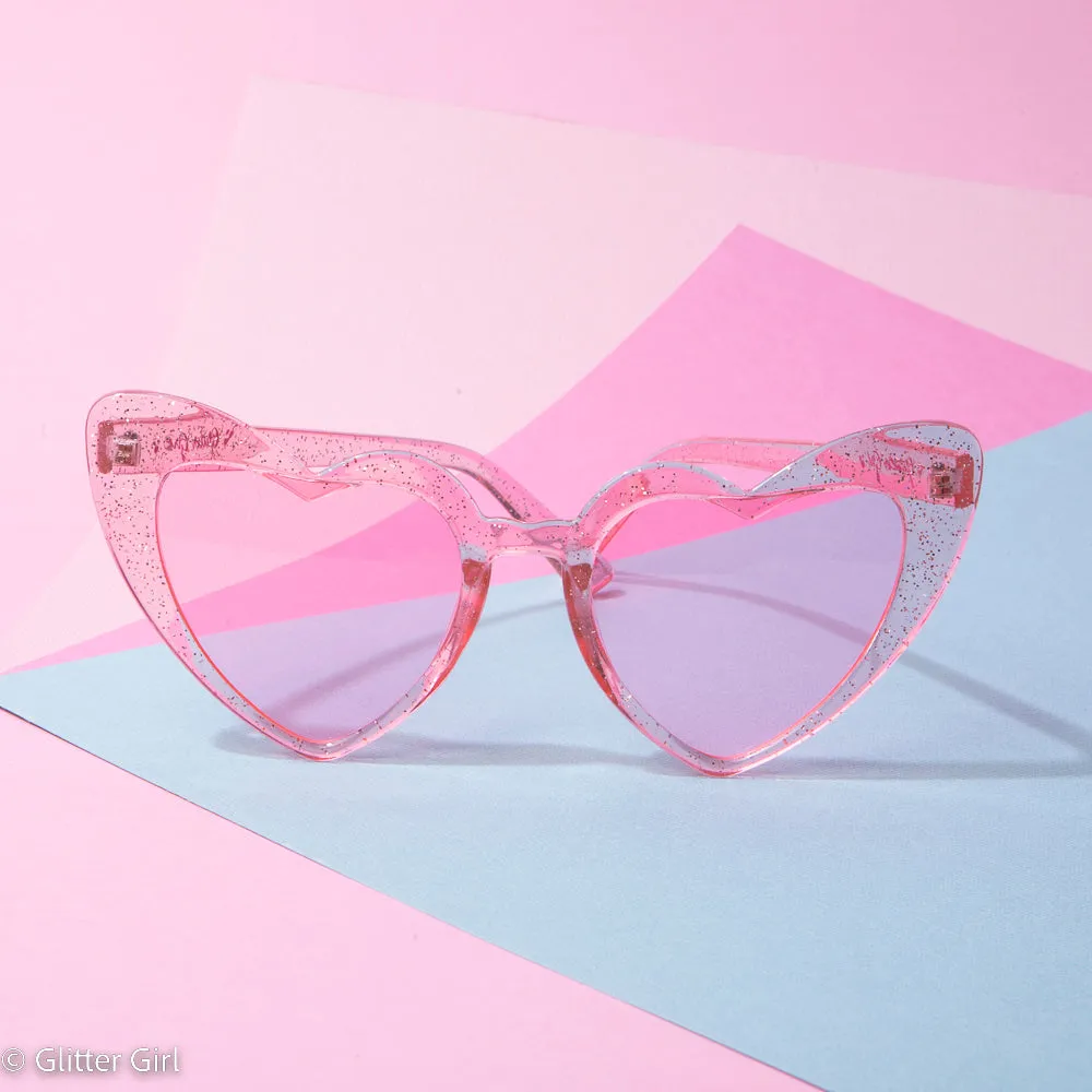 Sparkling Heart Womens Sunglasses. Pink UV400