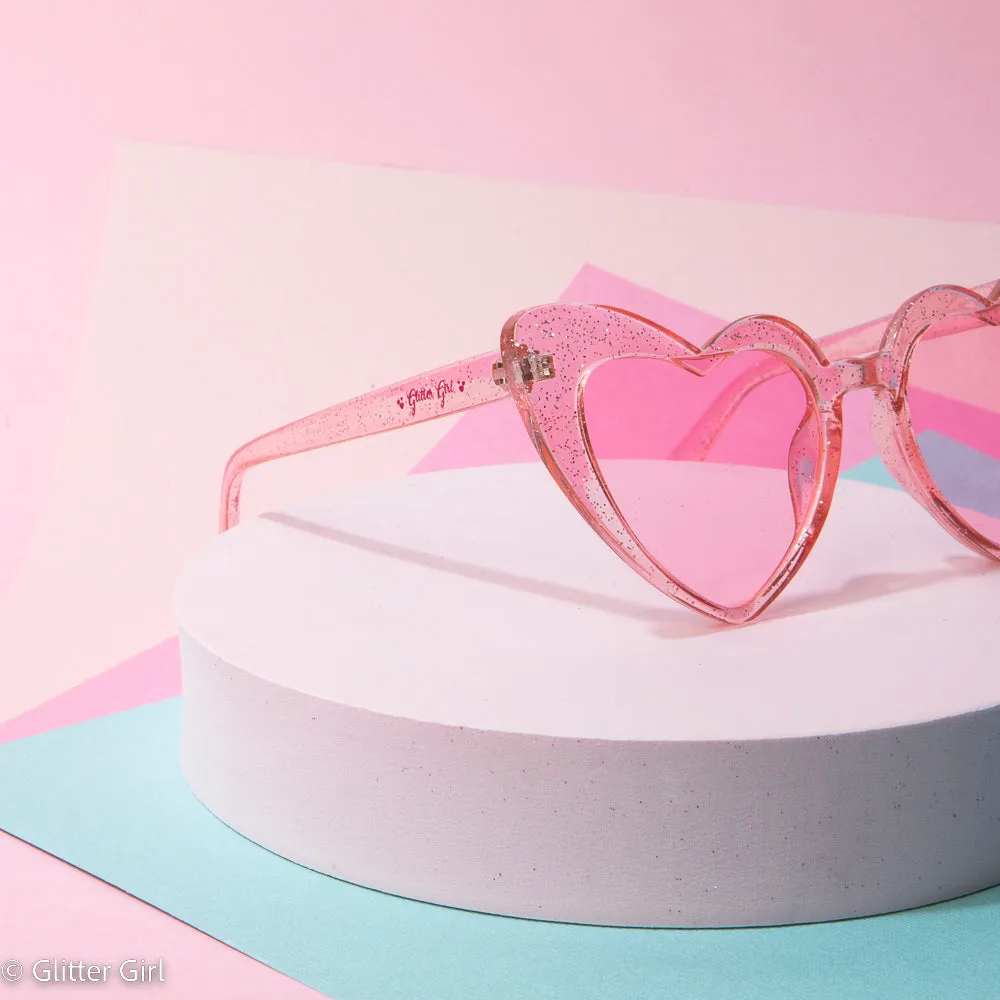 Sparkling Heart Womens Sunglasses. Pink UV400