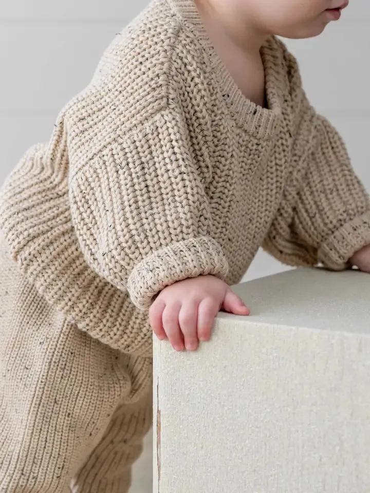 Speckled Oak Chunky Knit Sweater