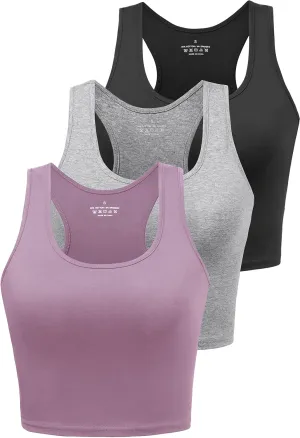 Sports Crop Tank Tops for Women Cropped Workout Tops Racerback Running Yoga Tanks Cotton