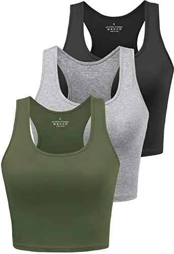 Sports Crop Tank Tops for Women Cropped Workout Tops Racerback Running Yoga Tanks Cotton