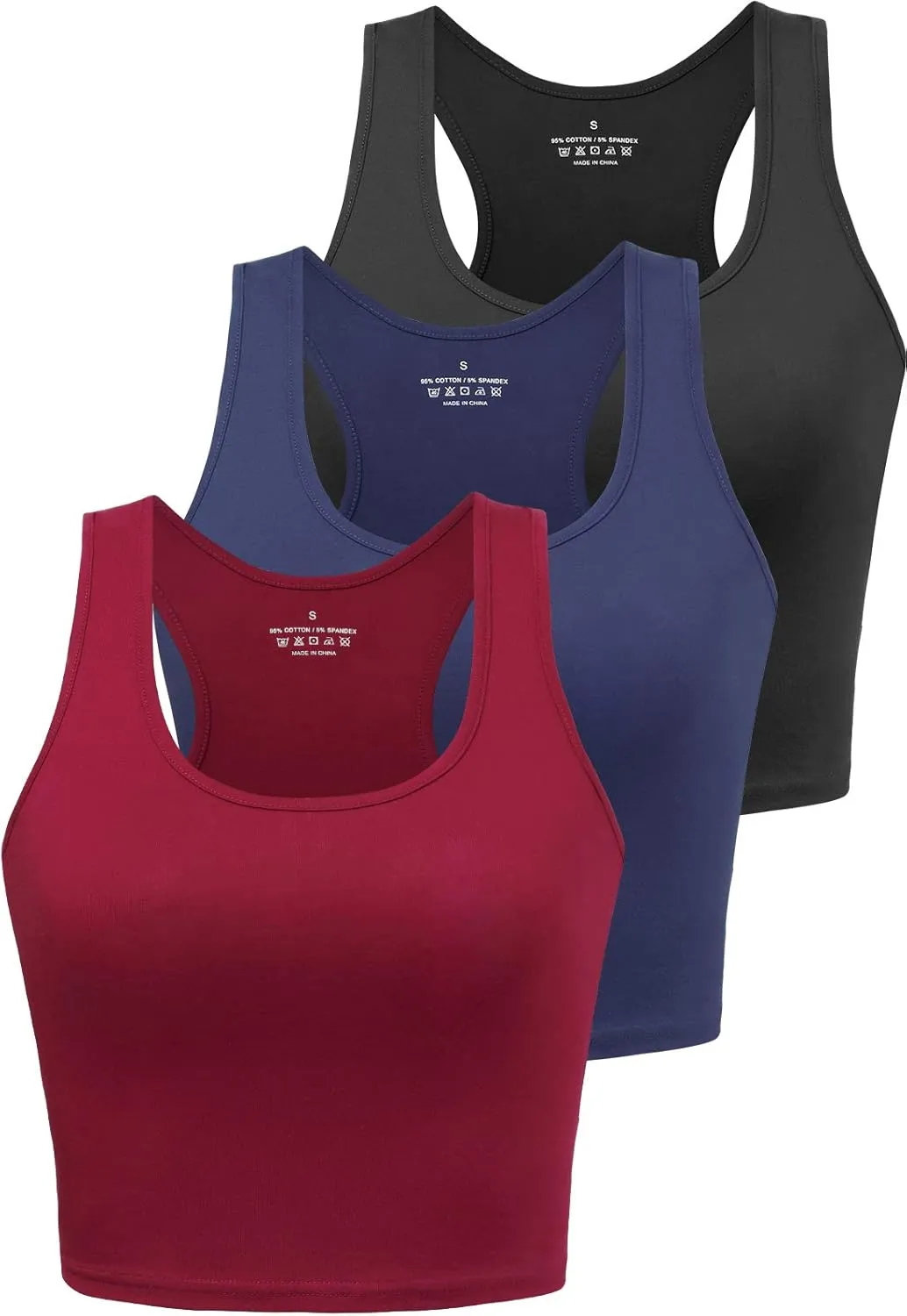 Sports Crop Tank Tops for Women Cropped Workout Tops Racerback Running Yoga Tanks Cotton