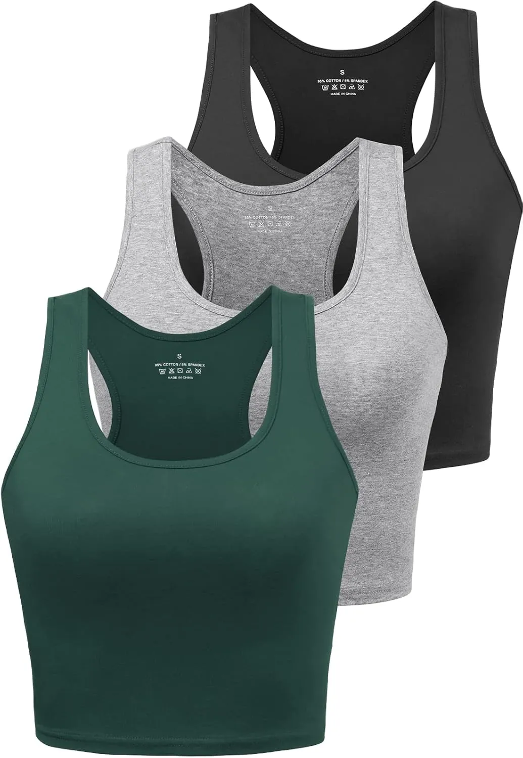Sports Crop Tank Tops for Women Cropped Workout Tops Racerback Running Yoga Tanks Cotton