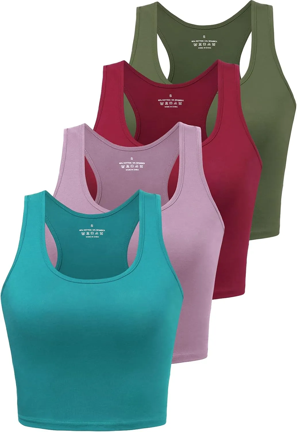 Sports Crop Tank Tops for Women Cropped Workout Tops Racerback Running Yoga Tanks Cotton
