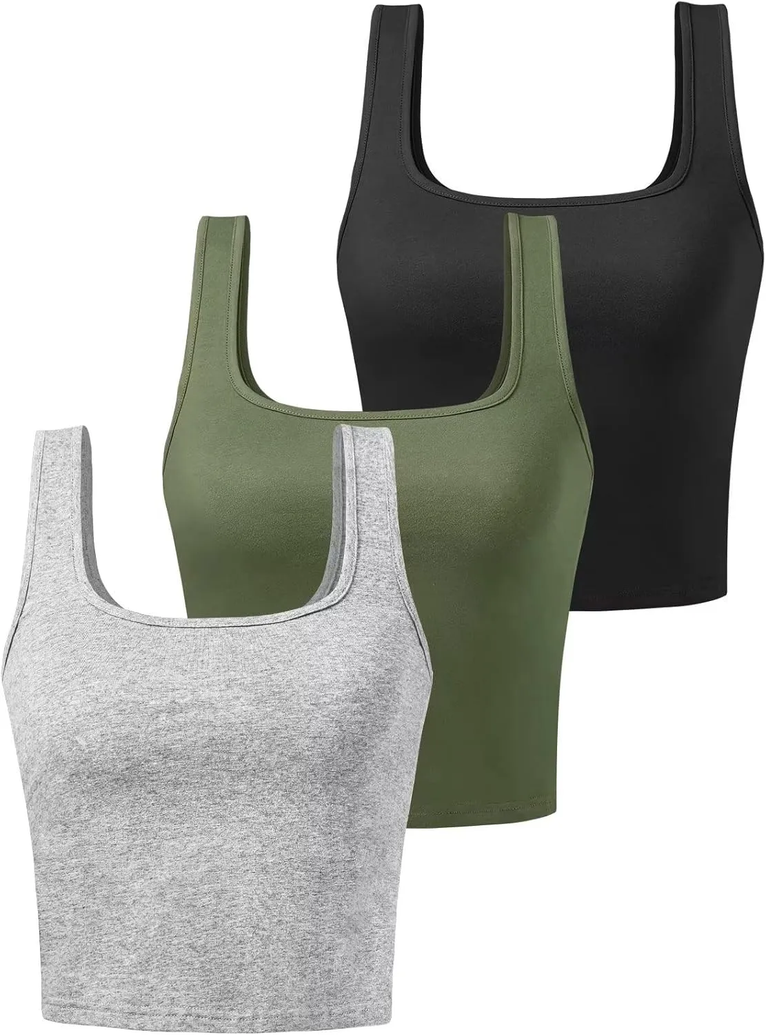 Sports Crop Tank Tops for Women Cropped Workout Tops Racerback Running Yoga Tanks Cotton