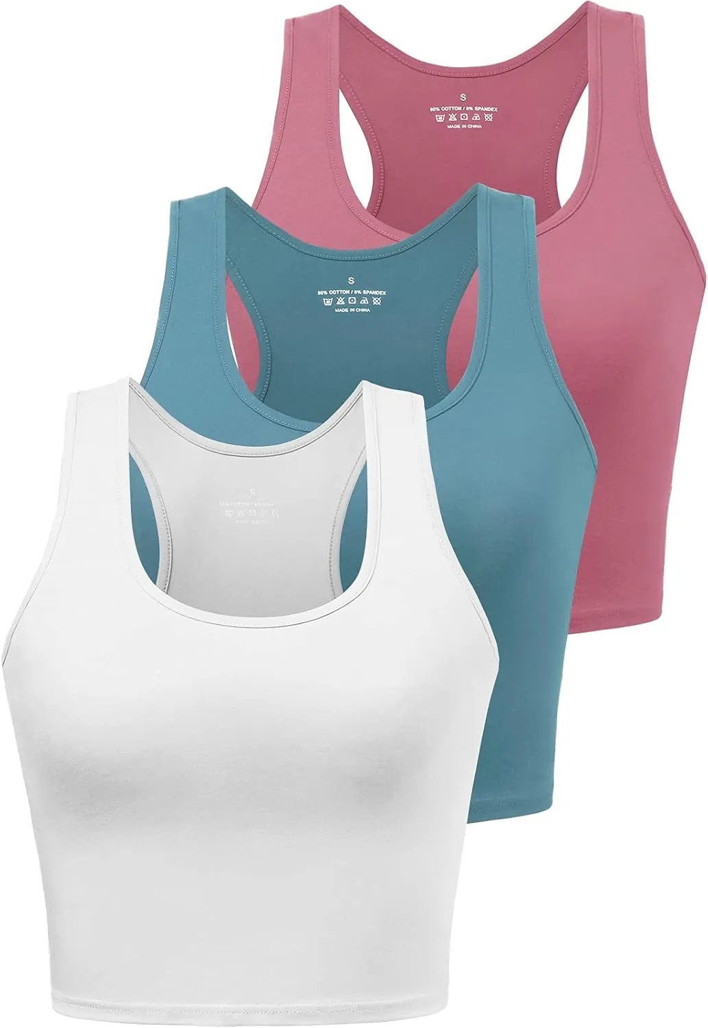 Sports Crop Tank Tops for Women Cropped Workout Tops Racerback Running Yoga Tanks Cotton
