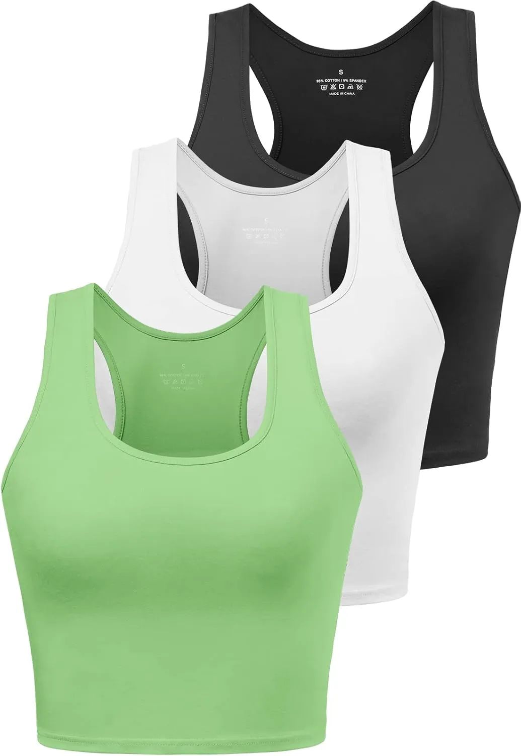 Sports Crop Tank Tops for Women Cropped Workout Tops Racerback Running Yoga Tanks Cotton