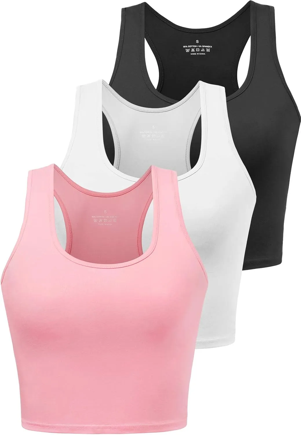 Sports Crop Tank Tops for Women Cropped Workout Tops Racerback Running Yoga Tanks Cotton