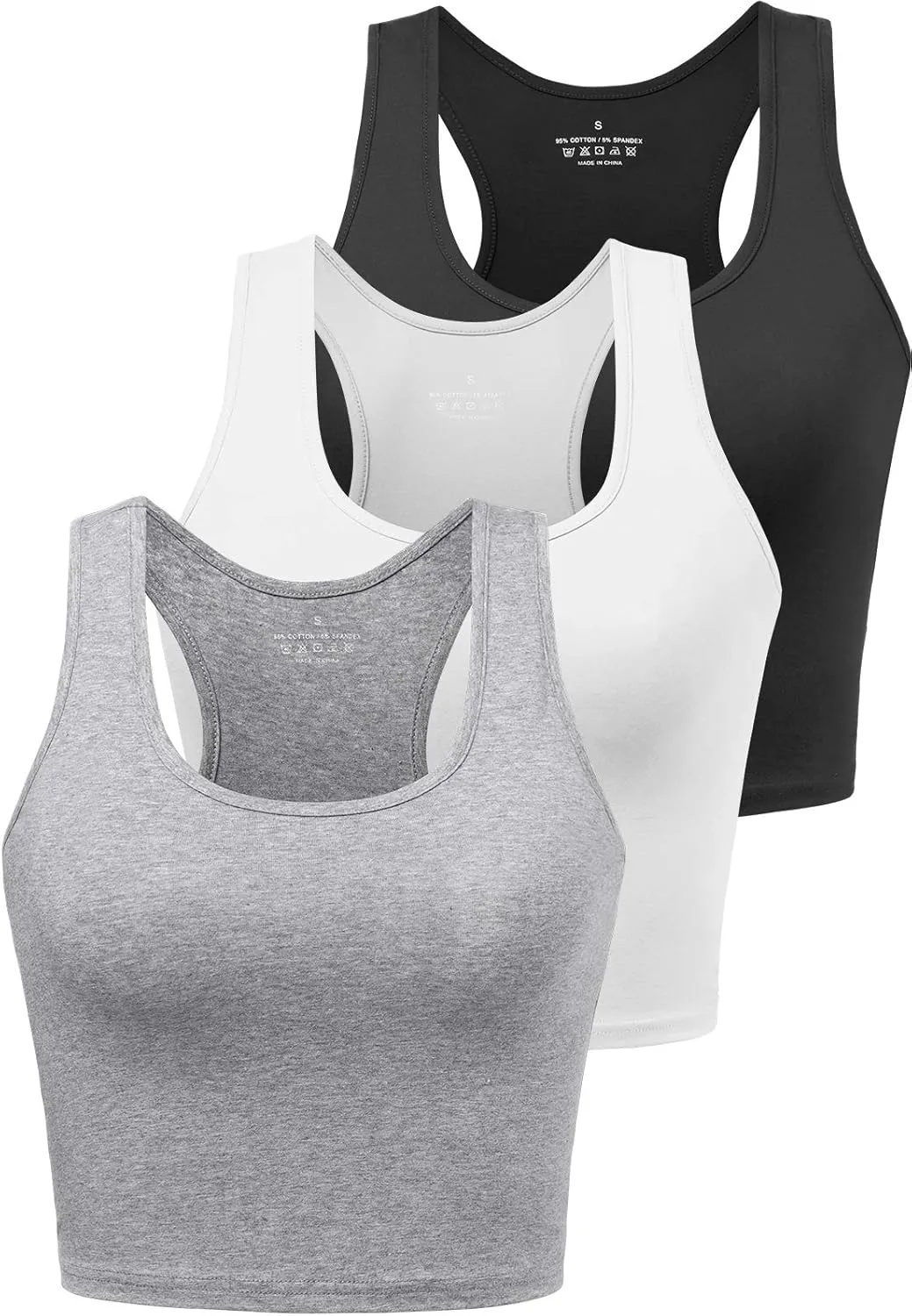 Sports Crop Tank Tops for Women Cropped Workout Tops Racerback Running Yoga Tanks Cotton