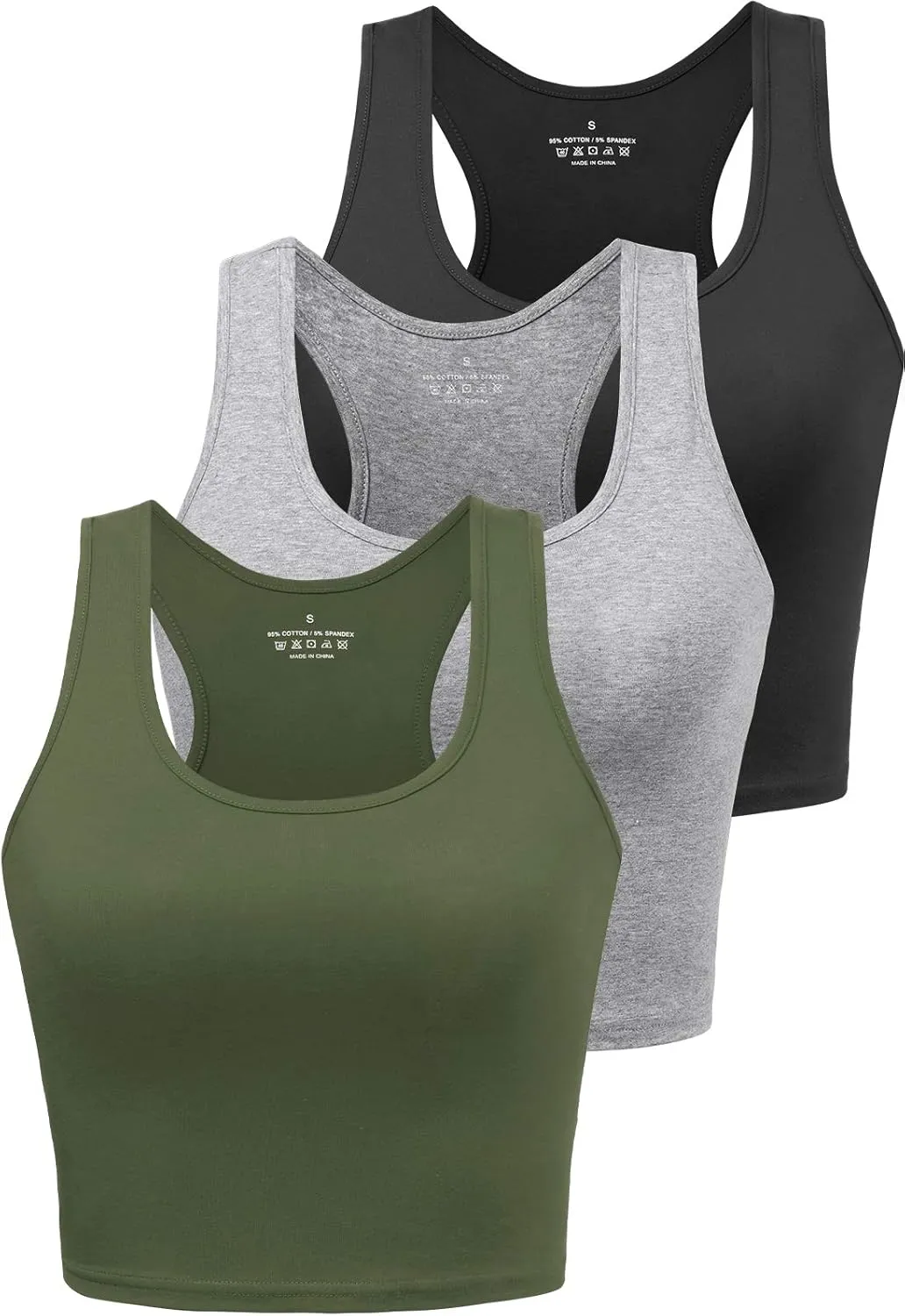 Sports Crop Tank Tops for Women Cropped Workout Tops Racerback Running Yoga Tanks Cotton