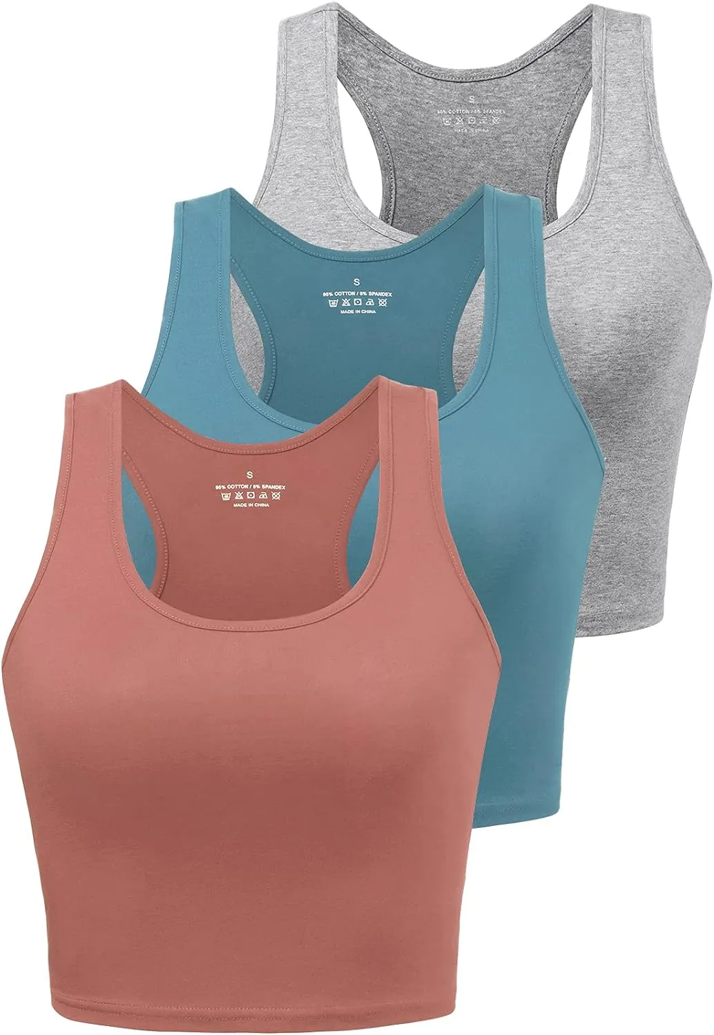 Sports Crop Tank Tops for Women Cropped Workout Tops Racerback Running Yoga Tanks Cotton