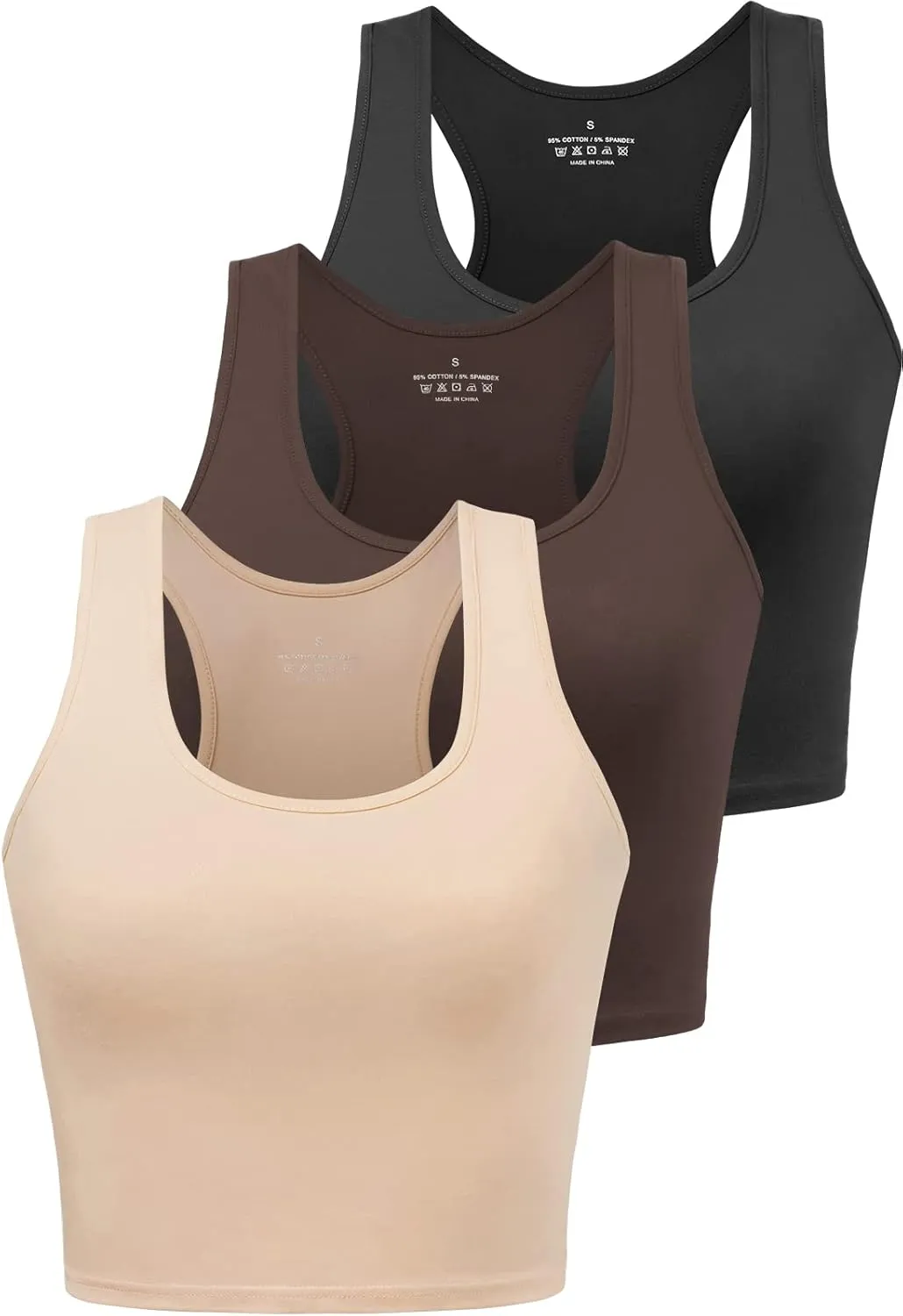 Sports Crop Tank Tops for Women Cropped Workout Tops Racerback Running Yoga Tanks Cotton