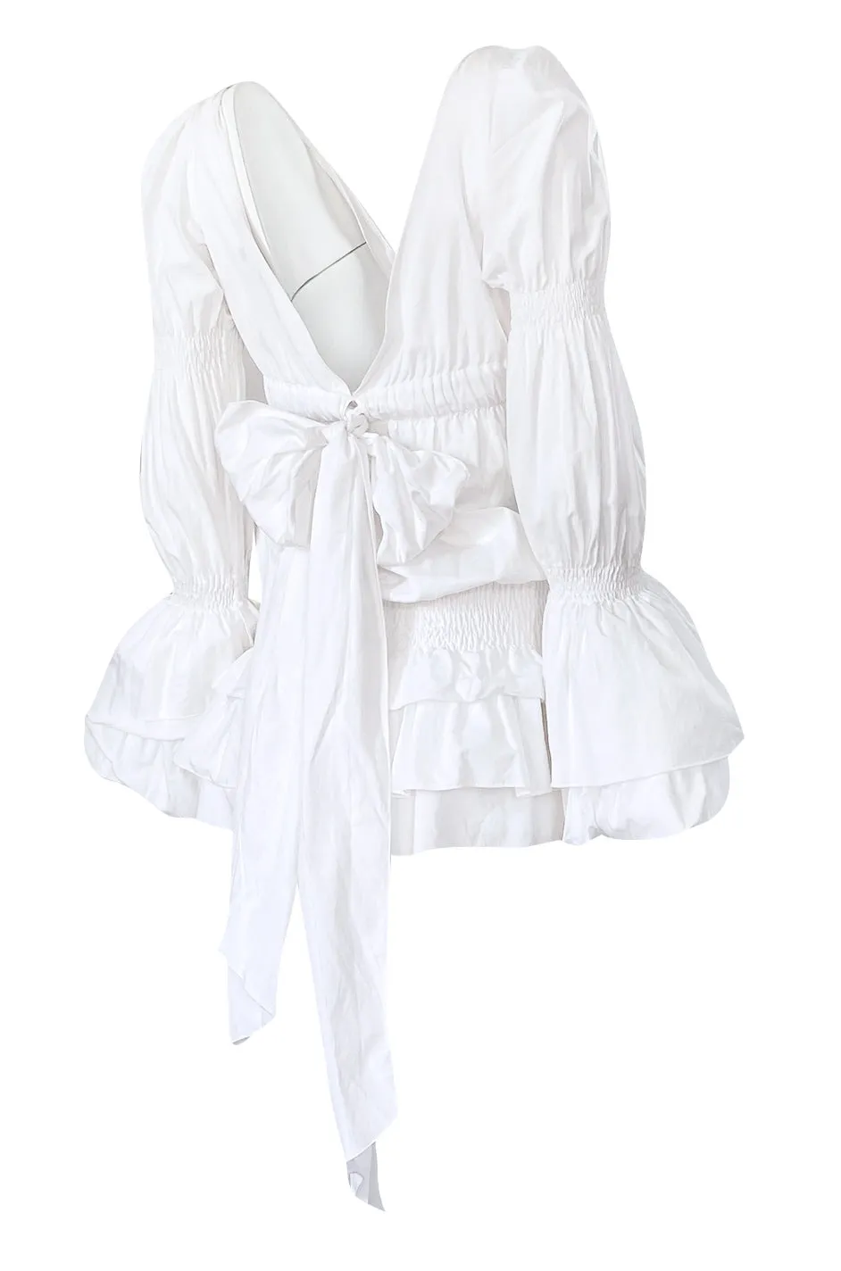 Spring 2006 Roberto Cavalli White Cotton Plunging Mini Dress