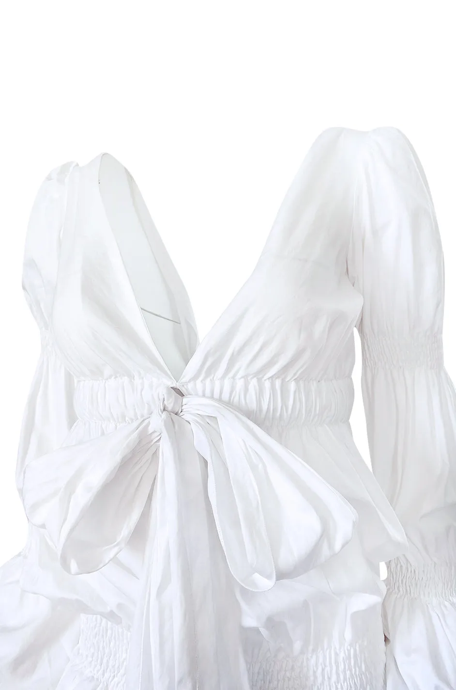 Spring 2006 Roberto Cavalli White Cotton Plunging Mini Dress