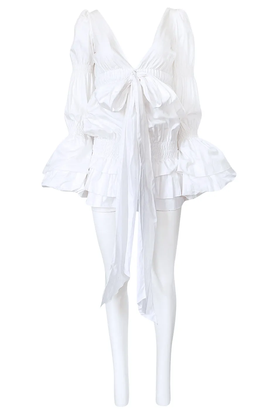 Spring 2006 Roberto Cavalli White Cotton Plunging Mini Dress