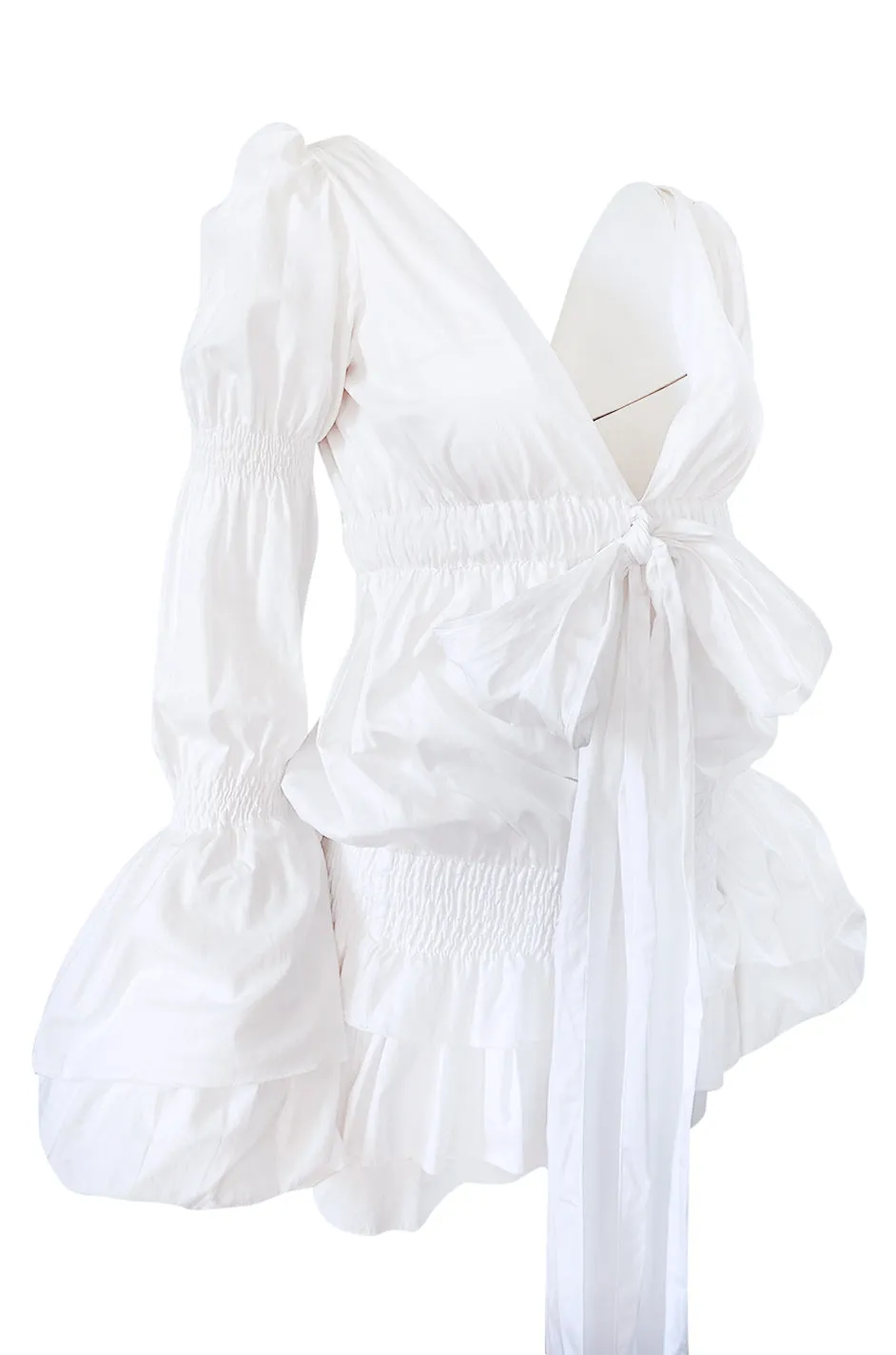 Spring 2006 Roberto Cavalli White Cotton Plunging Mini Dress