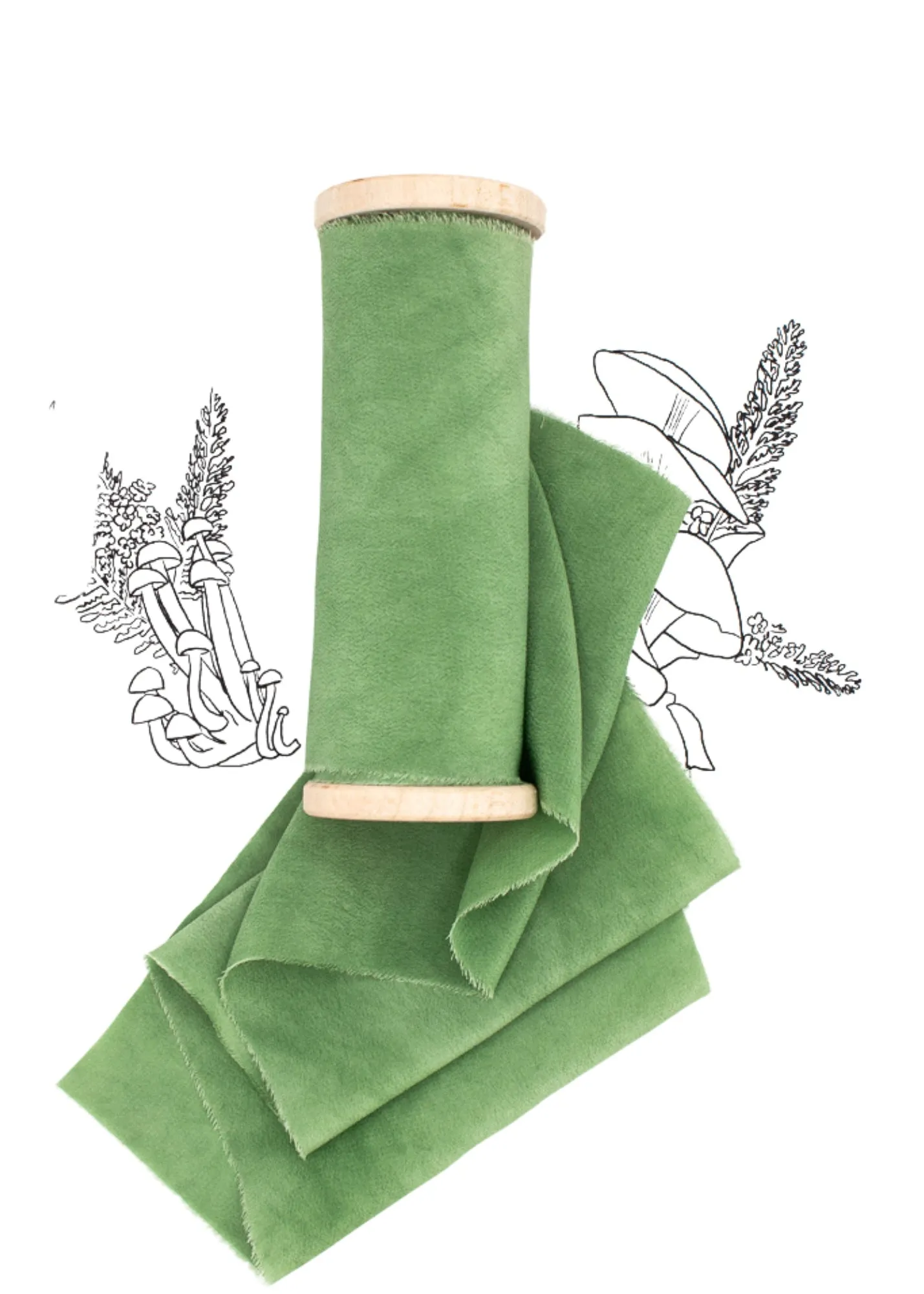 Spring Green Silk Ribbon in Crepe de Chine, Naturally Dyed