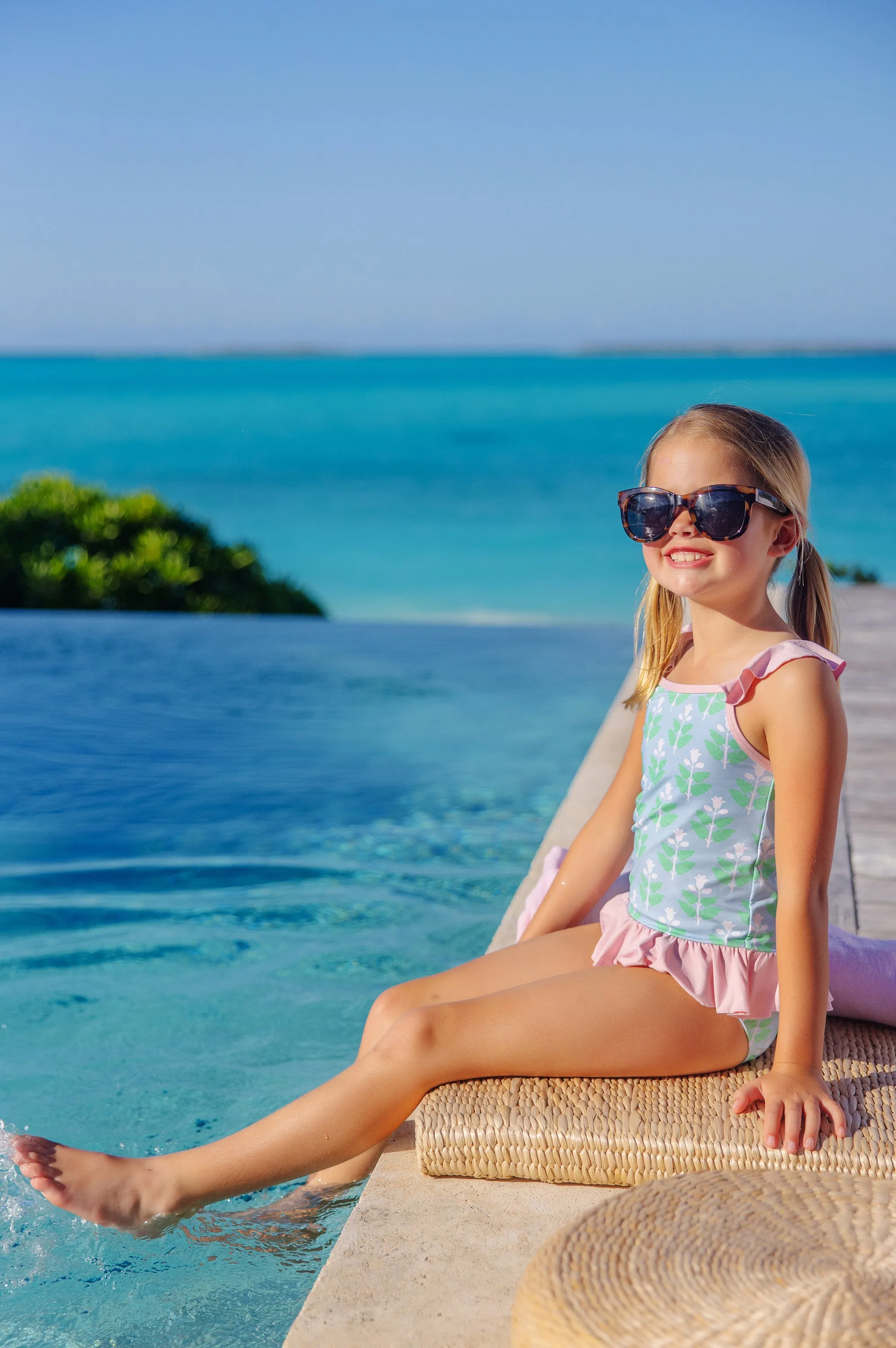St. Lucia Swimsuit - Hanover Hand Block with Palm Beach Pink
